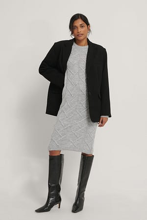 Gray Knit Detailed Dress