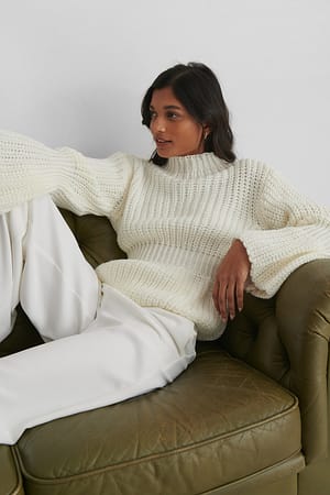 Ecru Knit Sleeve Detail Sweater