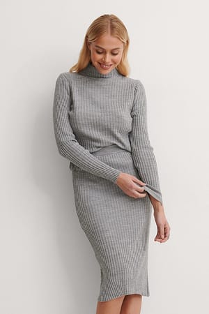 Gray Knitted Top Bottom Set