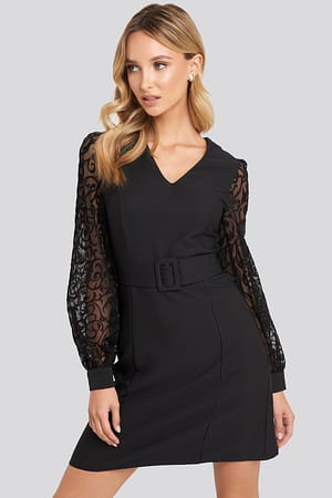 Black Trendyol Lace Sleeve Detail Dress