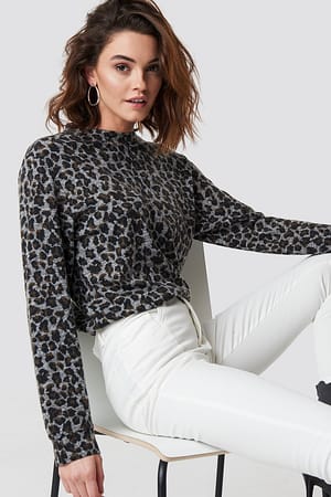 Multicolor Leo Patterned Knitted Blouse