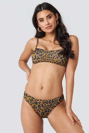 Multicolor Leopard Patterned Bikini Bottom