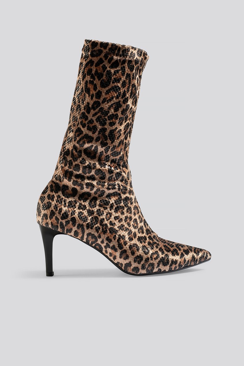 Schuhe Stiefel mit Absatz | Leopard Patterned Boots - DE03301