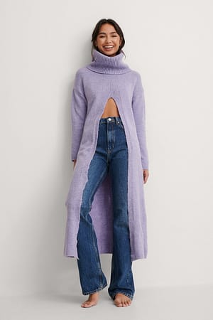 Lilac Long Slit Sweater
