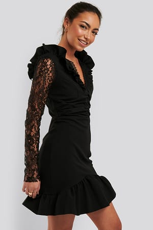 Black Spitzen-Mini-Kleid