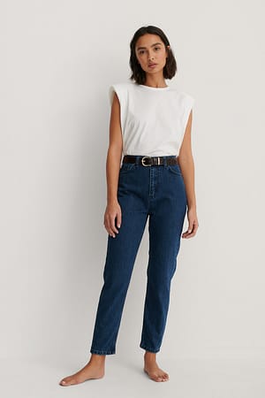 Blue Mom Jeans Mit Hoher Taille
