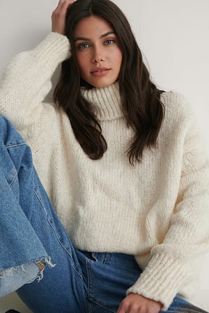 Ecru Milla Turtleneck Knit Sweater