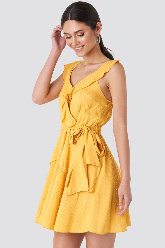 Mustard Frilly Binding Dress Mustard