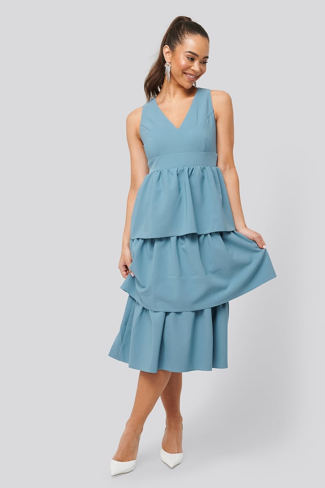 Neck Detailed Dress Indigo