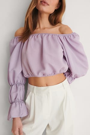 Lilac Off Shoulder-Blus