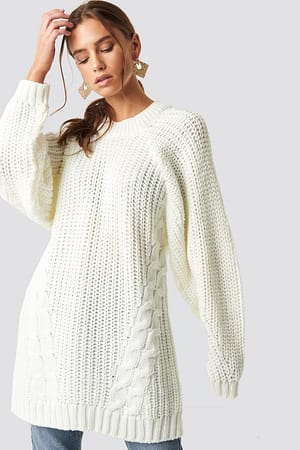 Ecru Oversized Knitted Sweater