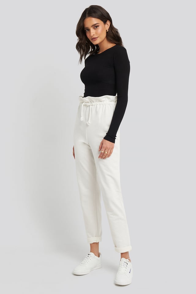 Paperbag Waist Pants White