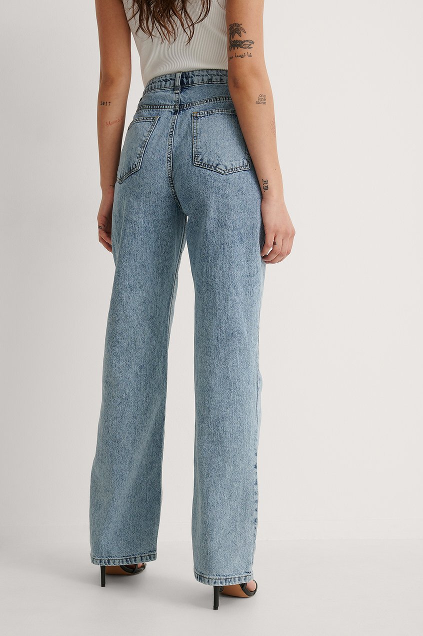 Jeans Jeans mit weitem Bein | Plissierte hohe Taille Weites Bein Jeans - MJ58944