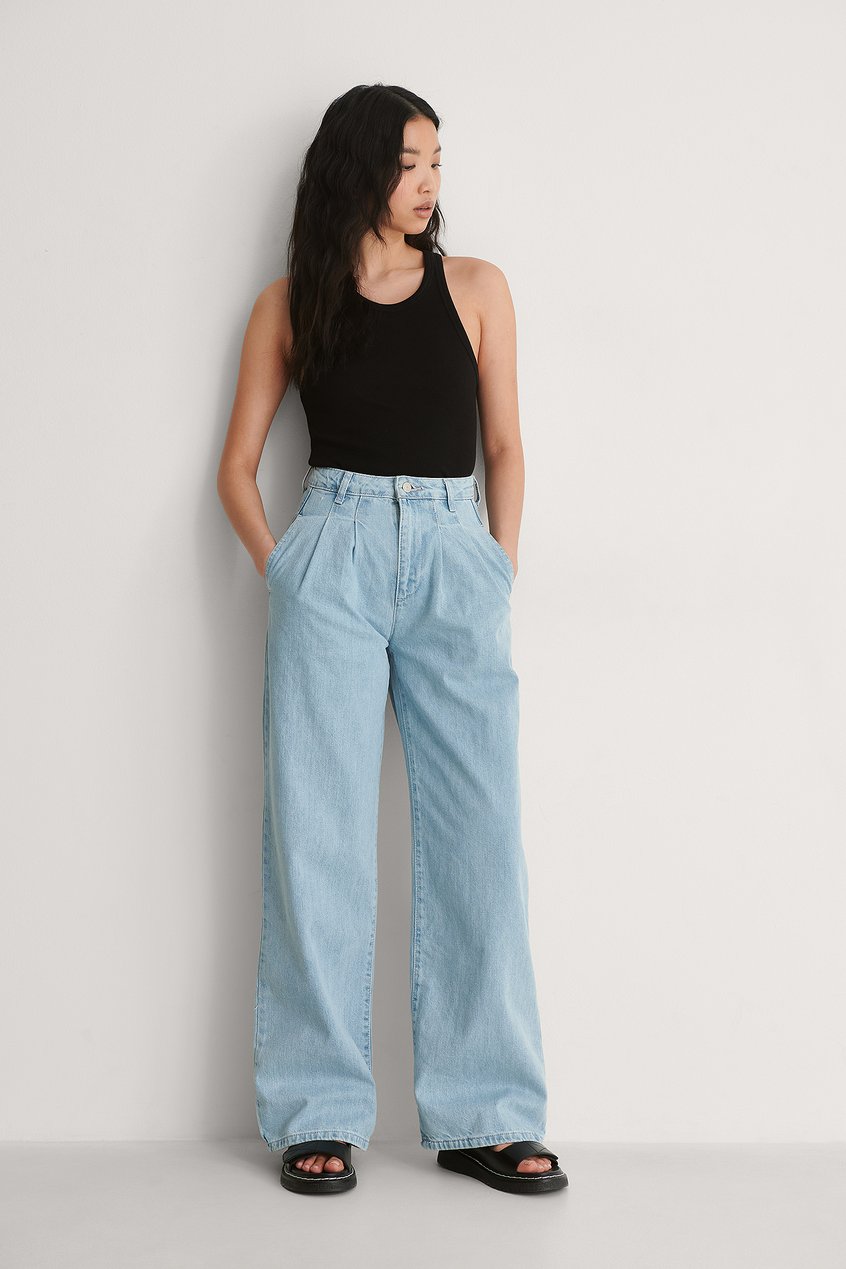 Jean Jeans larges | Plissé Jean Taille Haute - UE51490