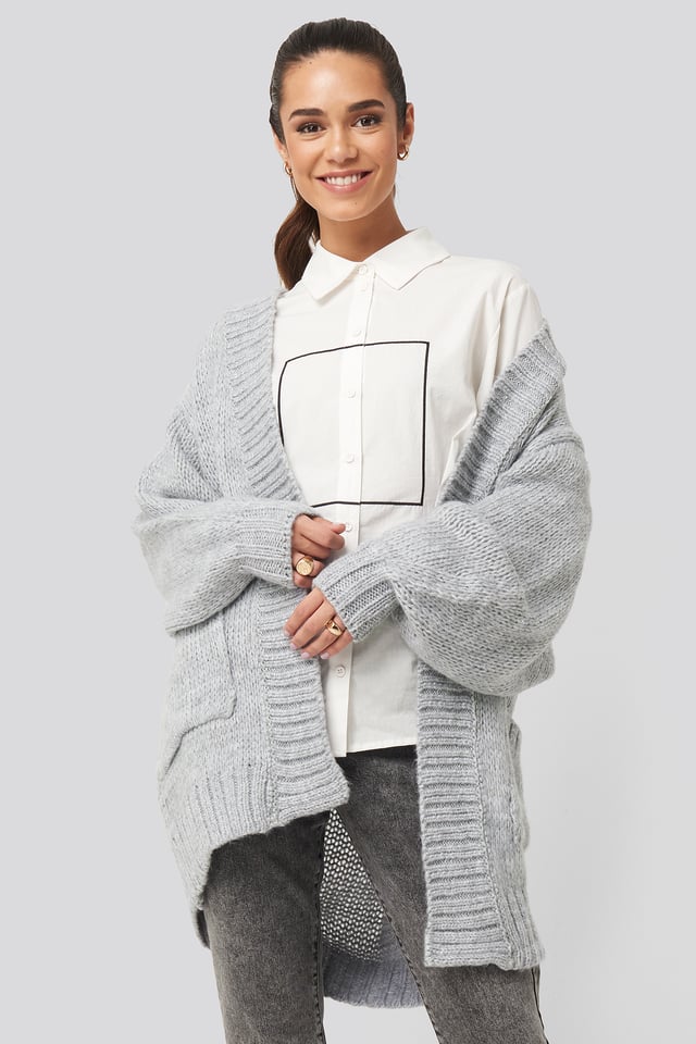 Pocket Detailed Cardigan Gray