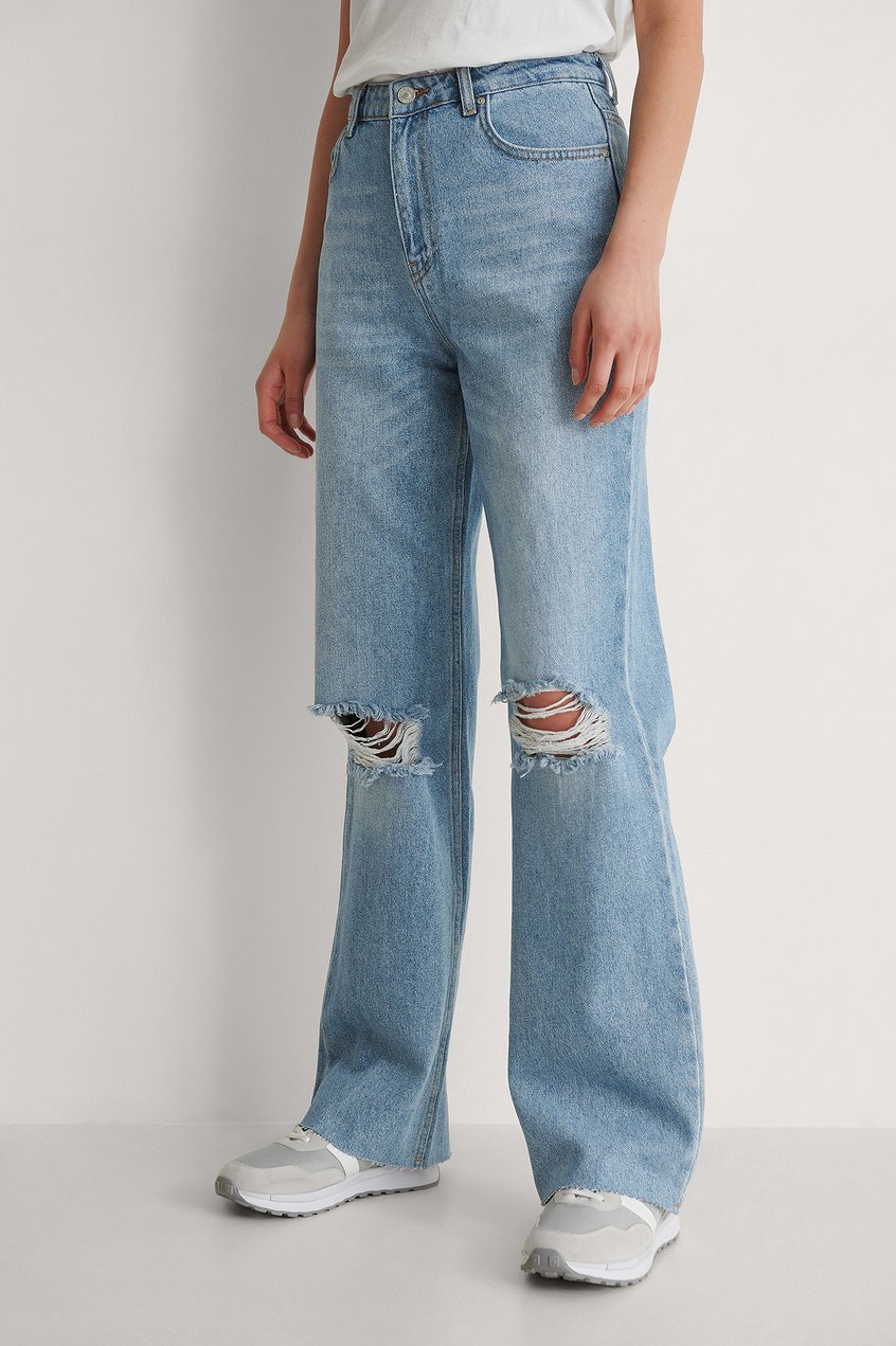 Jeans Ripped Jeans | Gerippte Denim-Jeans Mit Geradem Bein - ZS78978