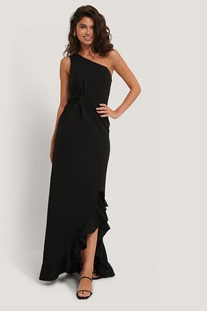 Black Ruffle Evening Dress