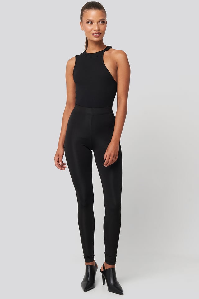 Shiny Disco Leggings Black