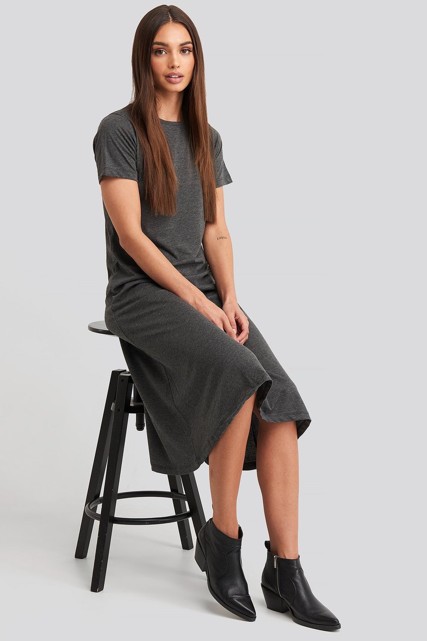 Kleider T-Shirtkleider | Short Sleeve Knitted Midi Dress - TW73869