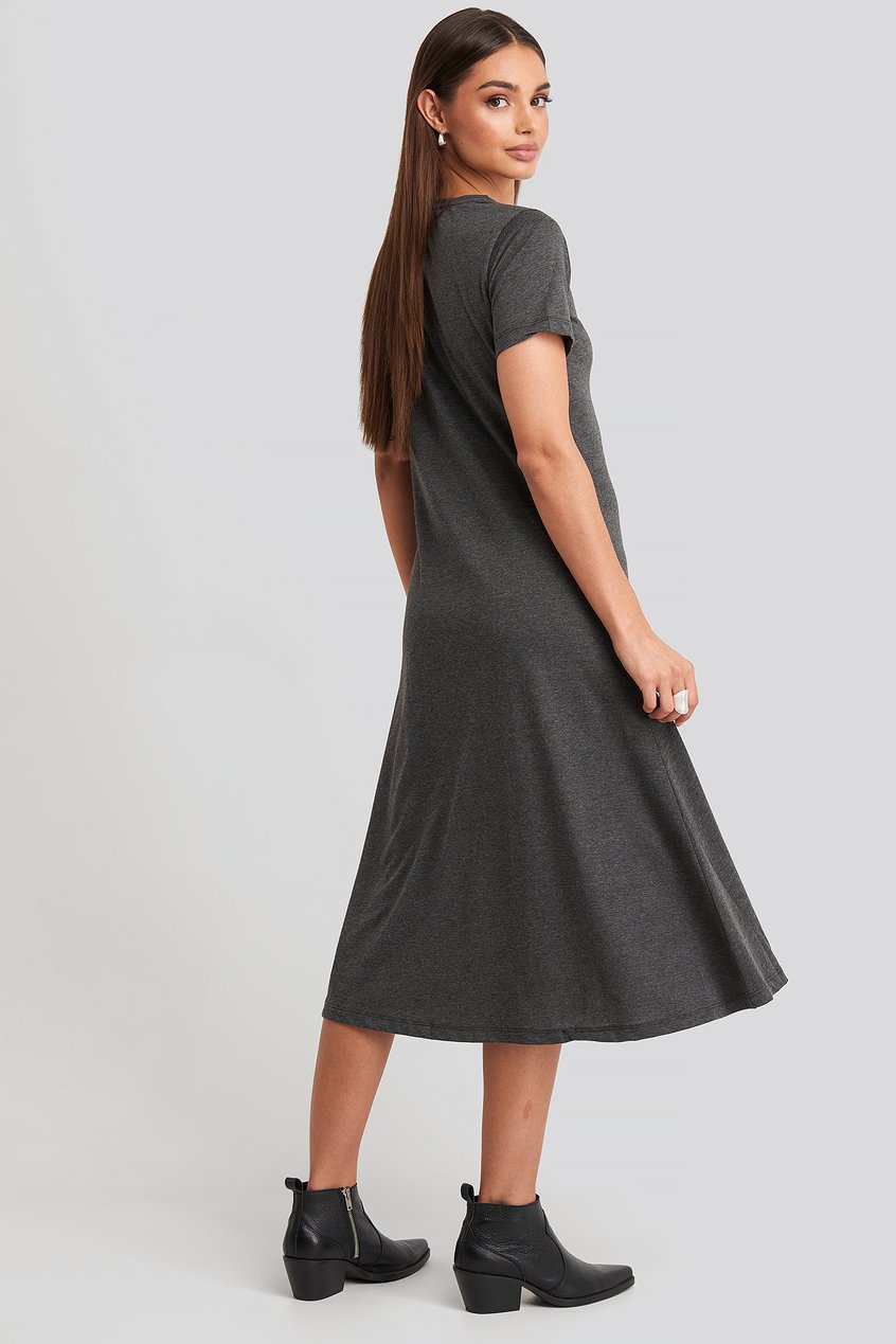 Robes Robes T-shirts | Short Sleeve Knitted Midi Dress - BI37257