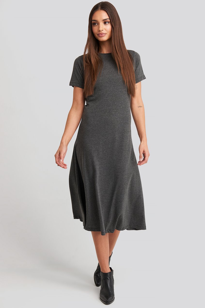 Robes Robes T-shirts | Short Sleeve Knitted Midi Dress - BI37257