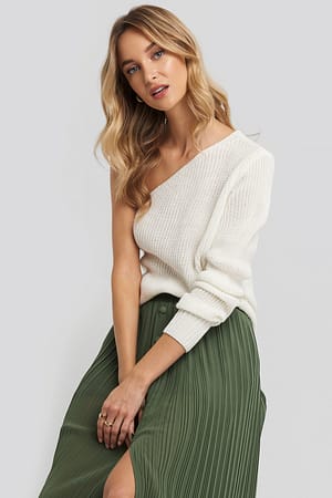 Ecru Single Shoulder Sweater