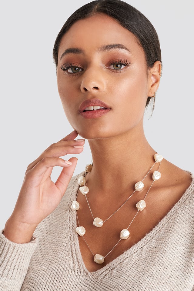 Stone Layered Necklace Silver