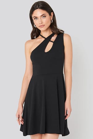Black Strap Detail Mini Dress