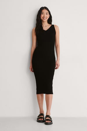 Black Strap Midi Dress