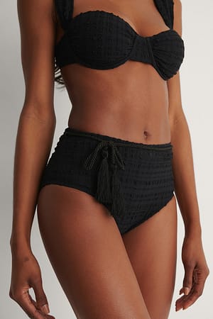 Black Textured Bikini Bottom