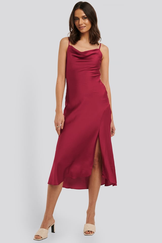 Thin Strap Midi Dress Fuchsia