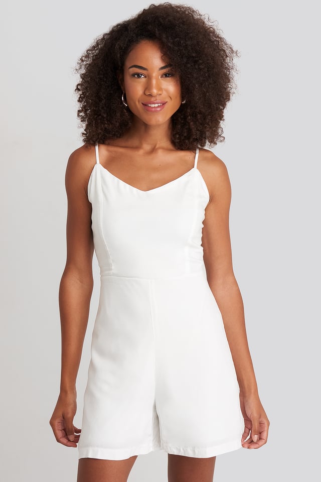 Thin Strap Playsuit White