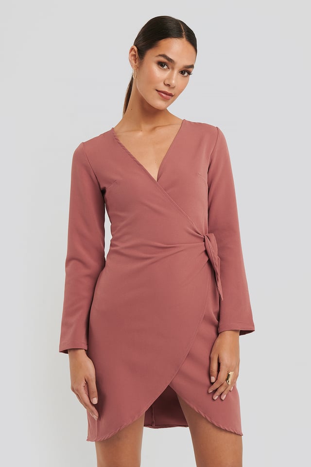 Wrap Mini Dress Dusty Rose