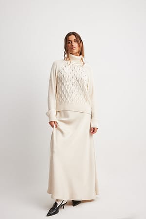 Turtle Neck Knitted Cable Sweater Outfit
