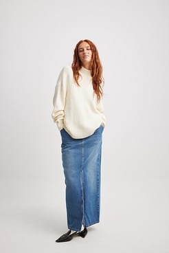 Turtle Neck Knitted Sweater Outfit.