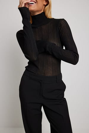 Black Transparent genser med turtleneck