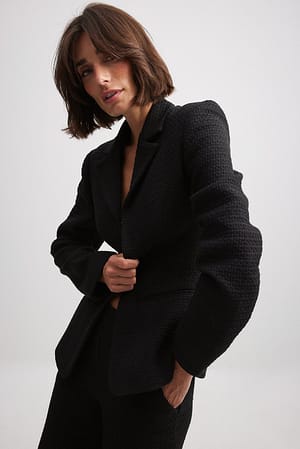 Tweed Blazer Black | NA-KD