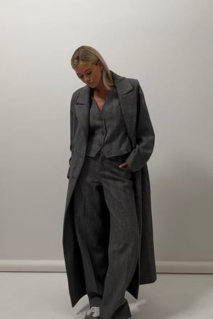 Grey Multi Casaco de tweed com efeito enrugado