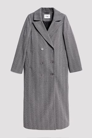 Tweed Back Detail Coat Grey | NA-KD