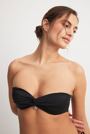 Black Haut bandeau de bikini torsadé