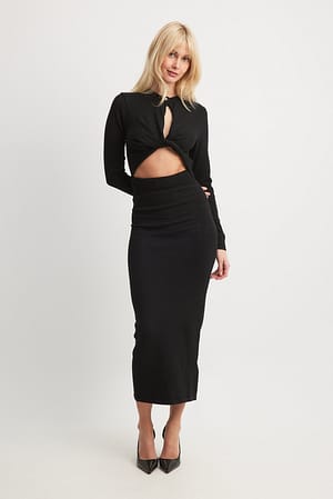Black Twisted Front Detail Dress