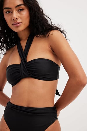 Black Twisted Halterneck Bikini Top