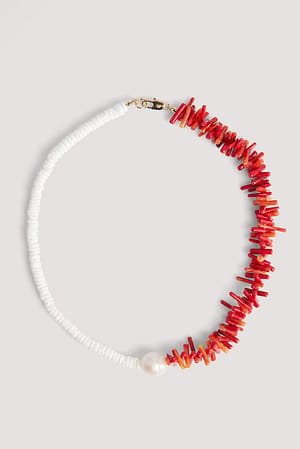Red/White Two Colored Shell Necklace