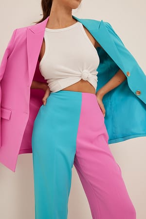 Colorblock Zweifarbige taillierte Anzugshose