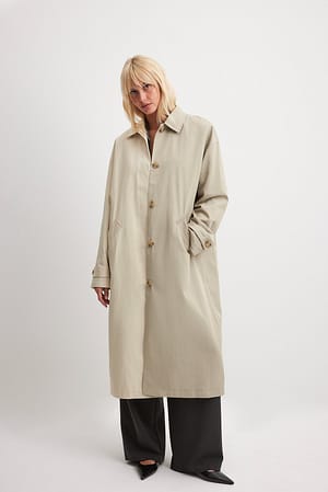 Beige Two Toned Trench Coat