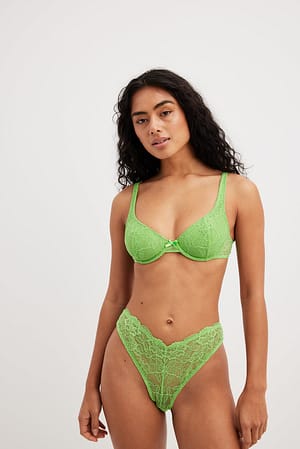 Green V-Shape Lace Panty