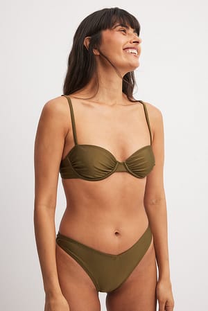 Dark Green Braguita de bikini en forma de V