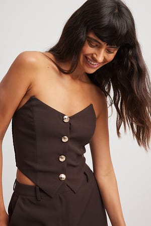 Brown V-shaped Button Up Corset