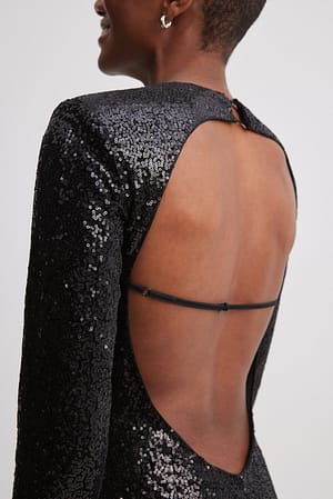 Black Fluwelen maxi-jurk met pailletten