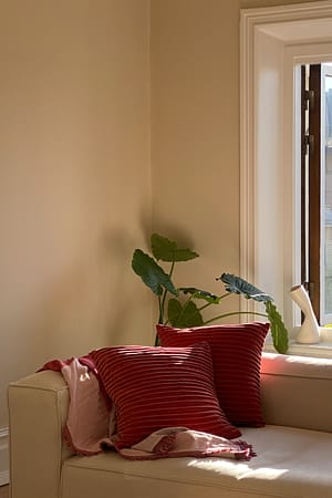 Raspberry Velvet Stripe Cushion Cover